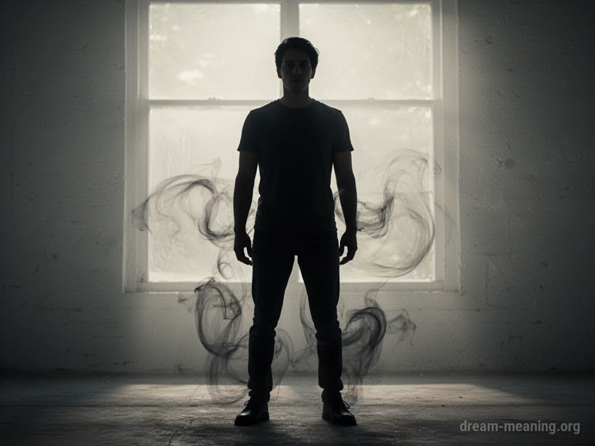 Silhouette of a person standing stiffly.