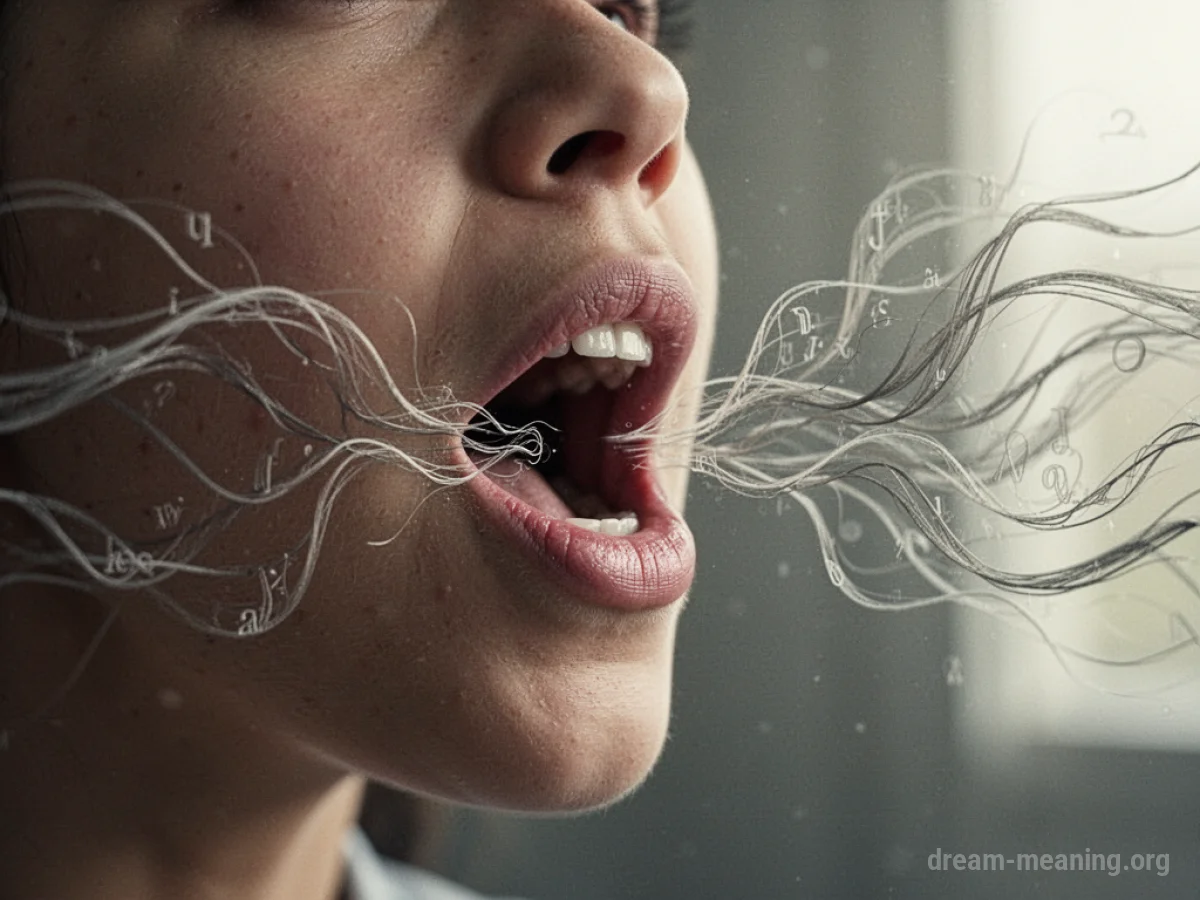 A detached mouth speaking with ethereal lines emerging from it.