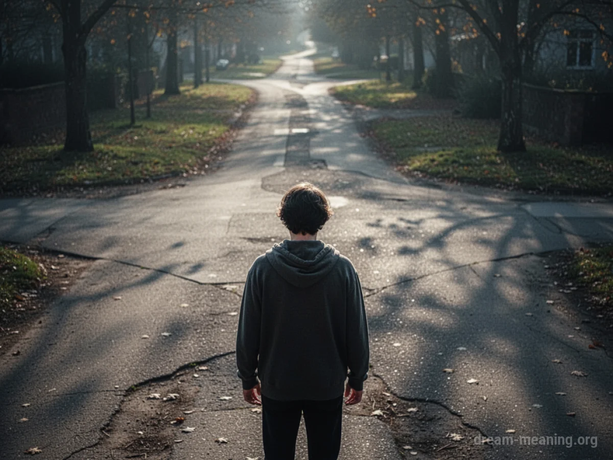 A person at a crossroads with several unclear paths ahead.