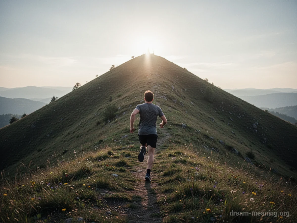 A silhouetted figure ascending a steep, sunlit incline.