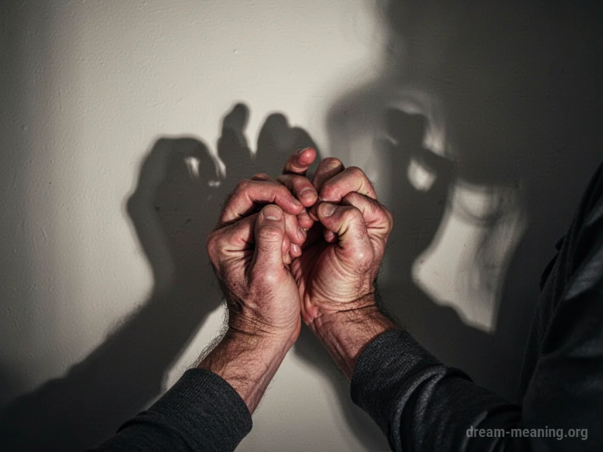 Close-up of two hands visibly trembling.