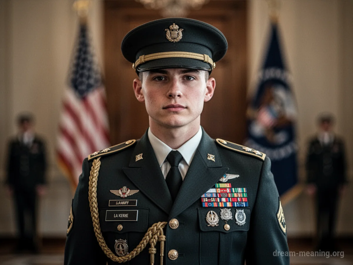 A person wearing a military uniform.