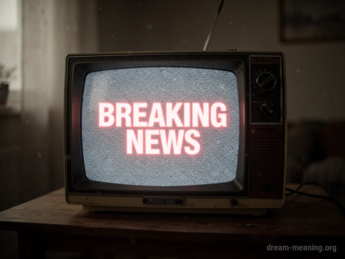 A vintage television screen with a 'BREAKING NEWS' graphic.