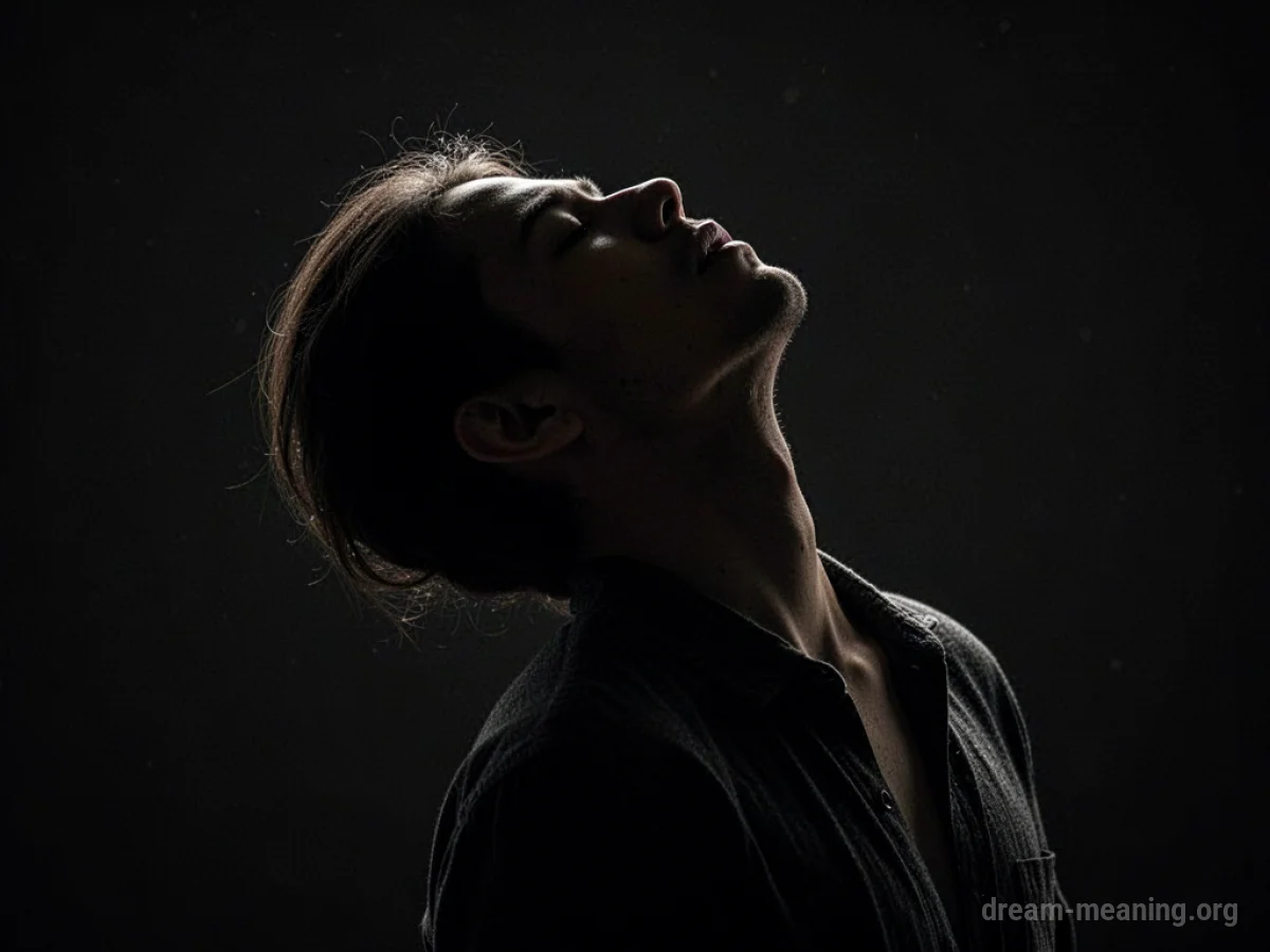 Silhouette of a person with a tilted head.