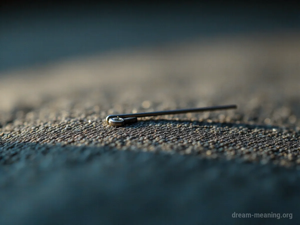A sewing needle broken into two pieces on cloth.