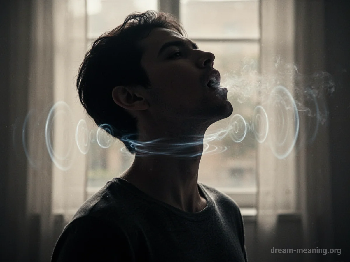Silhouette of a person struggling to breathe with a constricted neck.