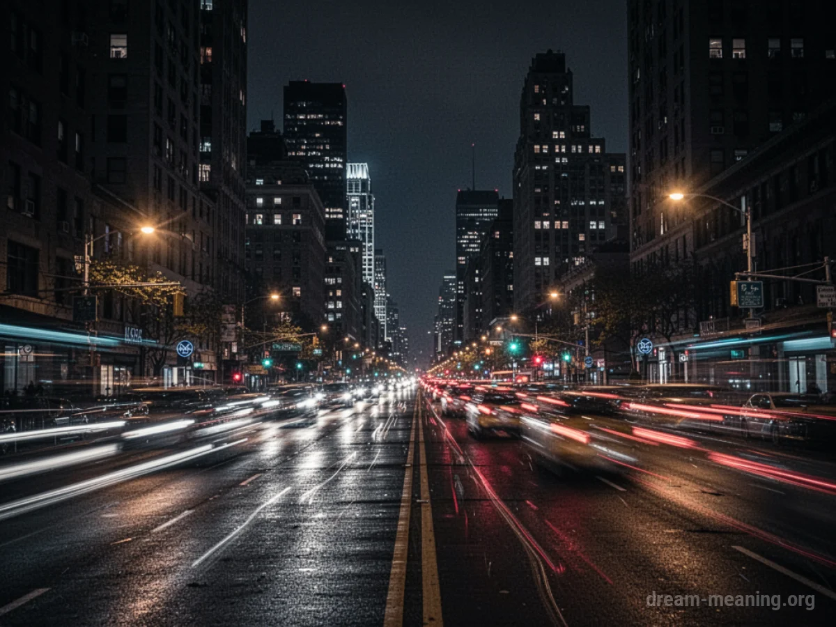 Blurred lights of a city at night, suggesting ambient sound.