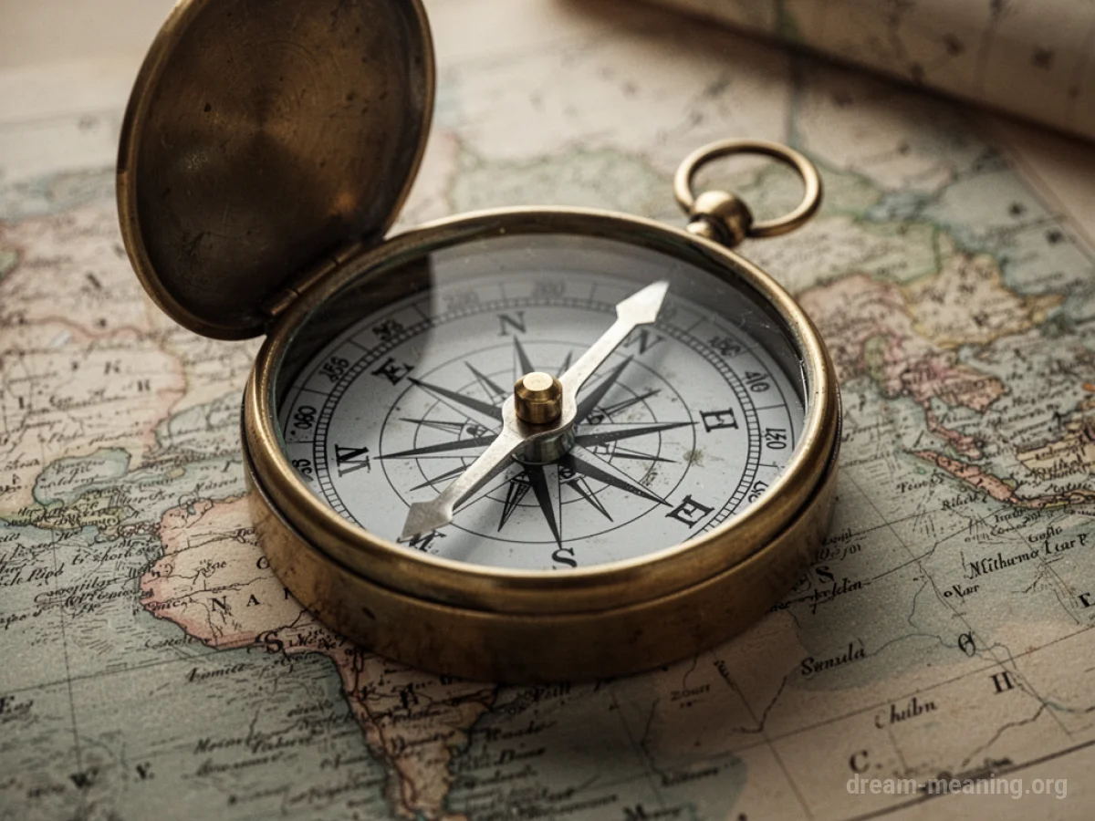 A compass with its needle indicating the North direction.