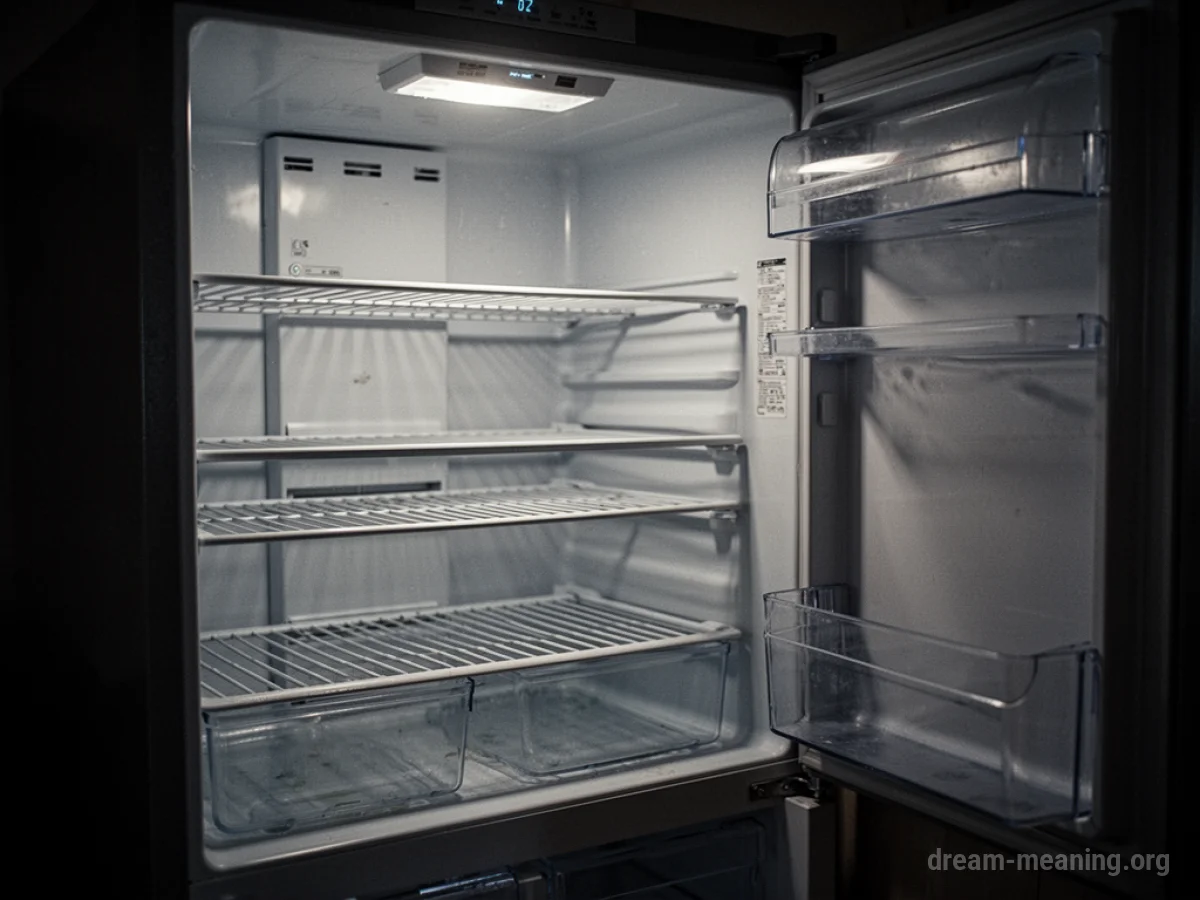 An empty refrigerator with bare shelves.