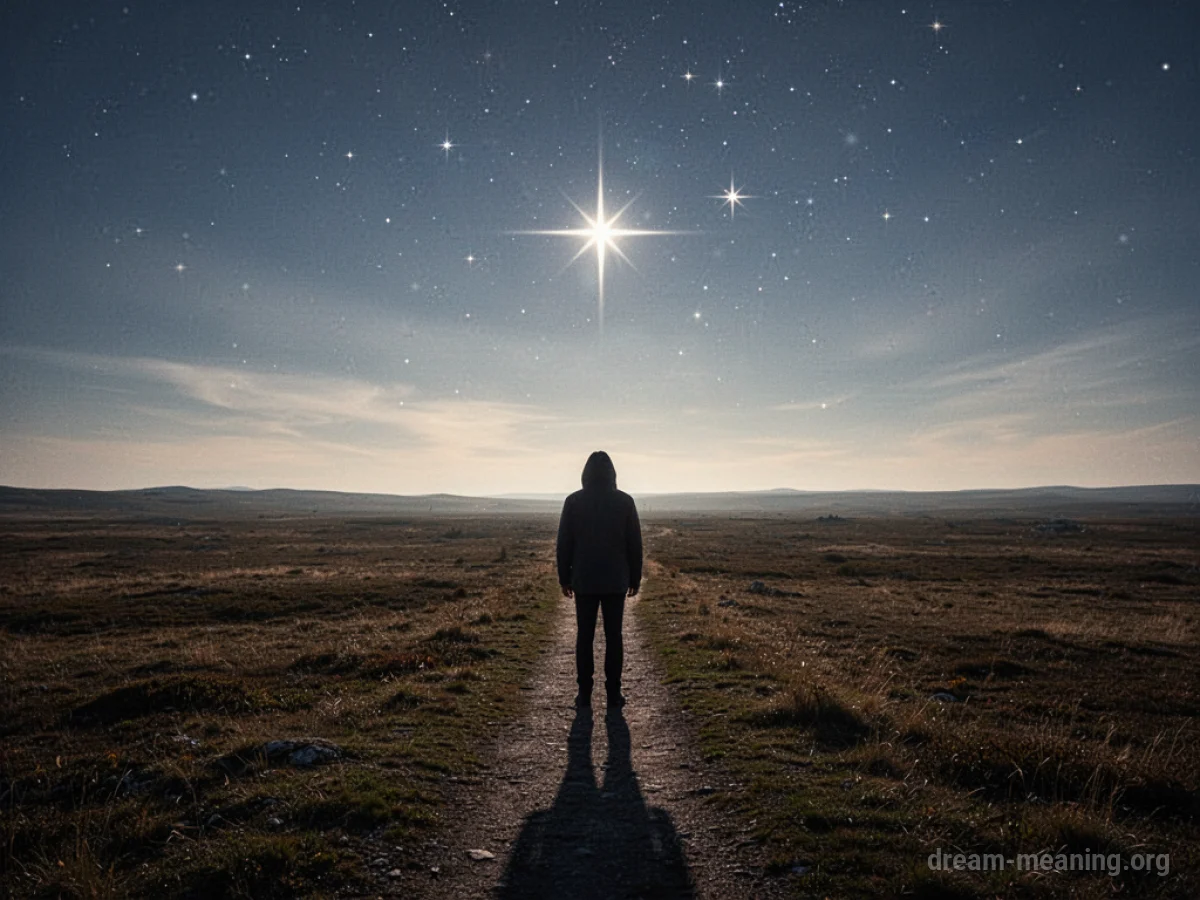 Silhouette of a person walking towards a distant horizon under a starry sky.