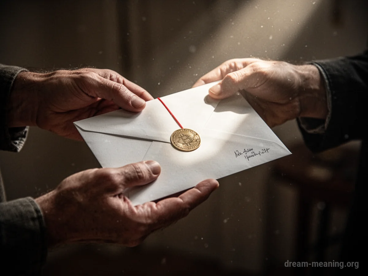 A hand reaching out to accept a letter.