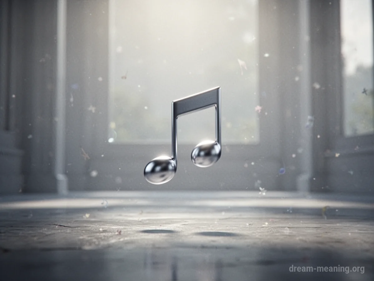 A luminous musical note suspended in mid-air.