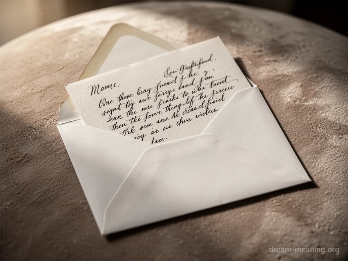 A handwritten note inside an envelope.