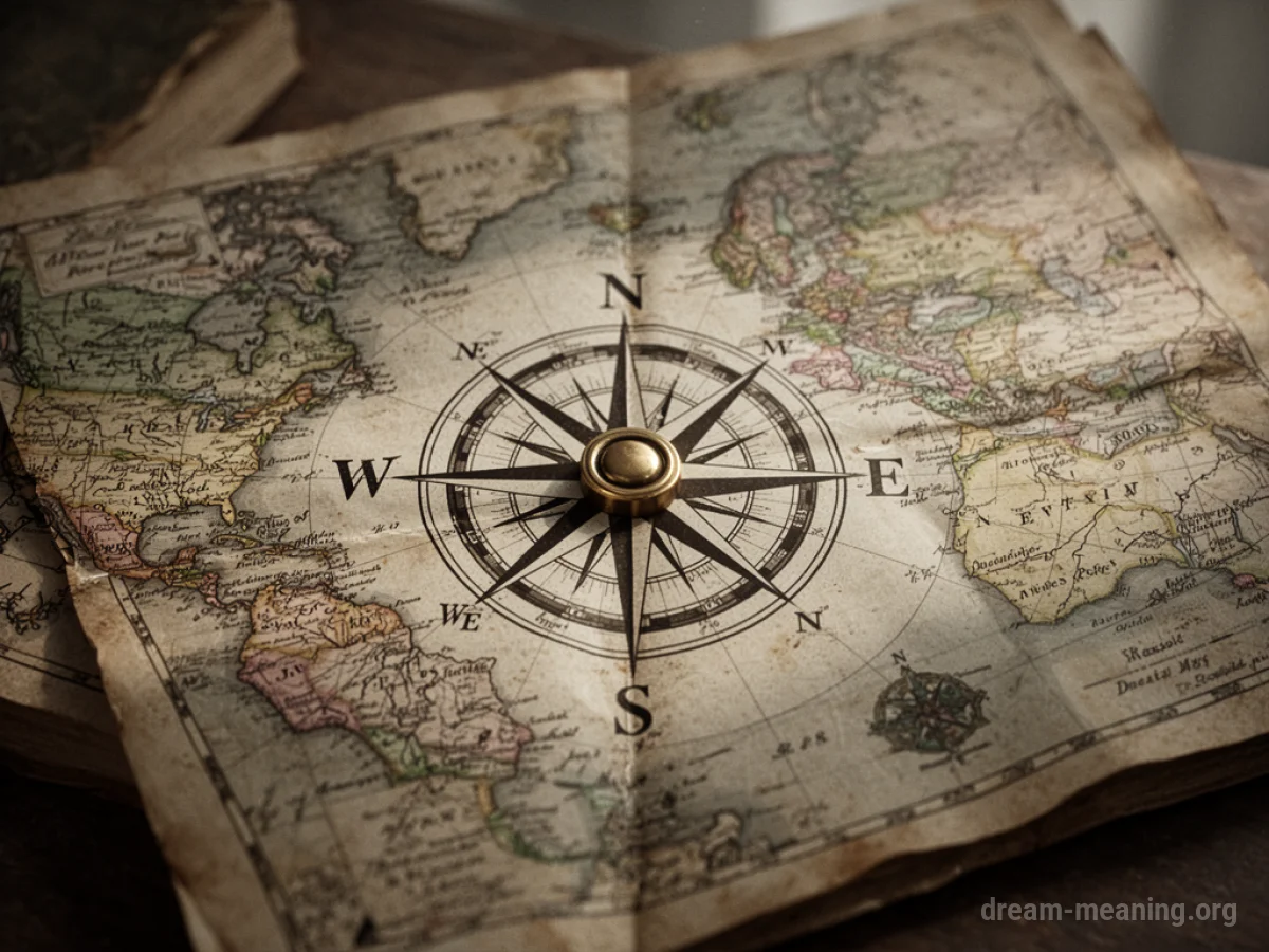 An open map with a compass rose pointing North.