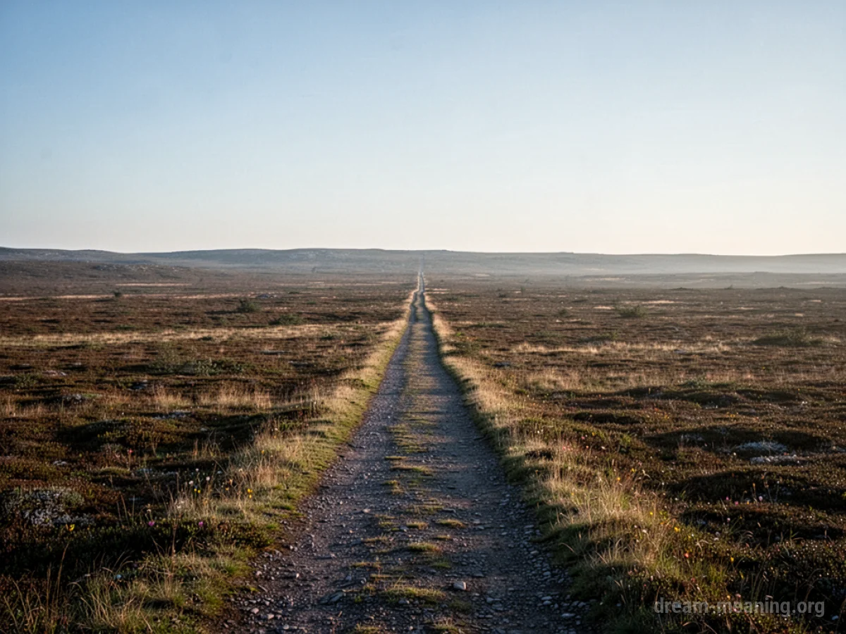 A clear path stretching north into a serene, open landscape.