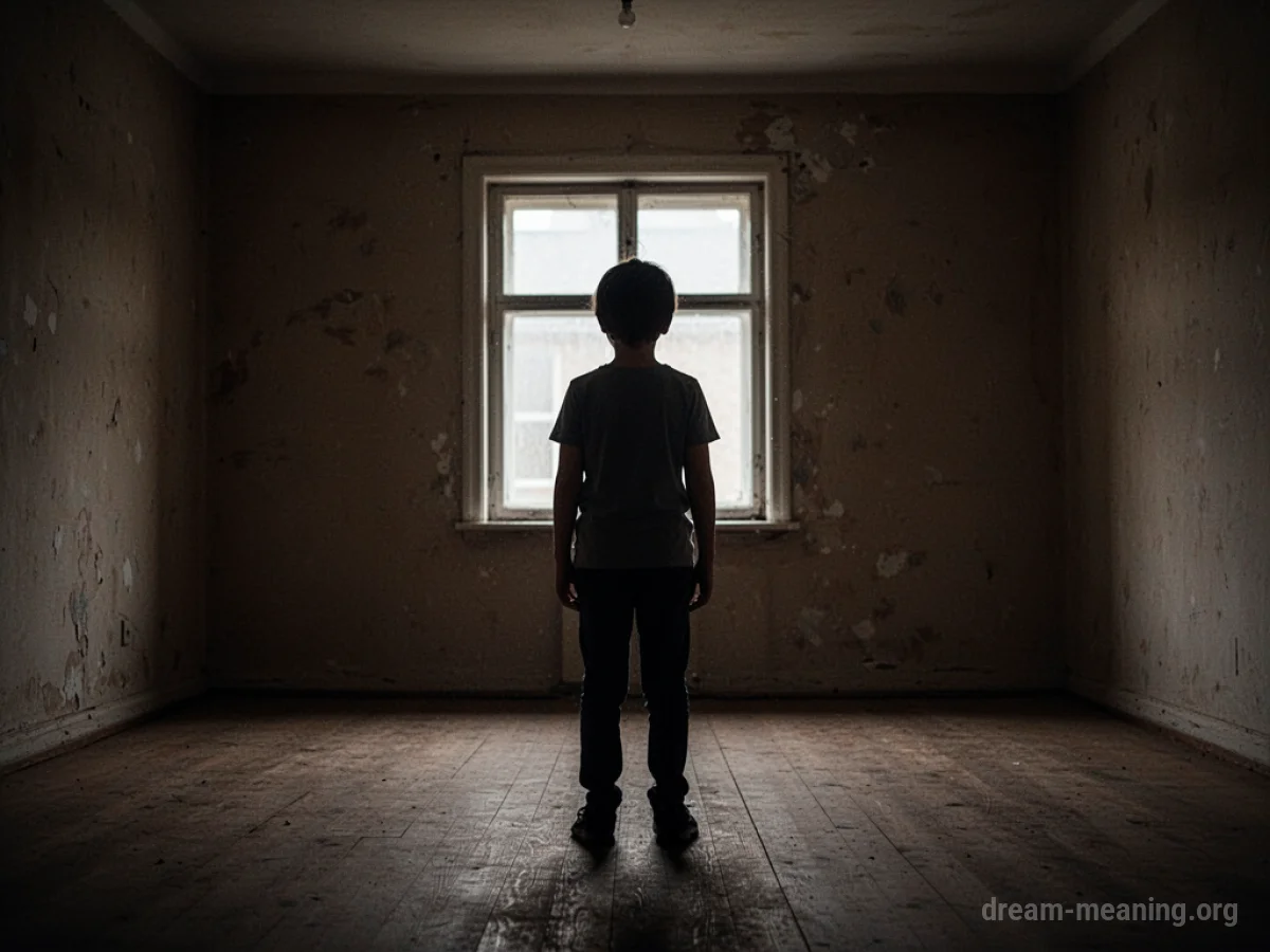 Silhouette of a person standing alone in an empty room.
