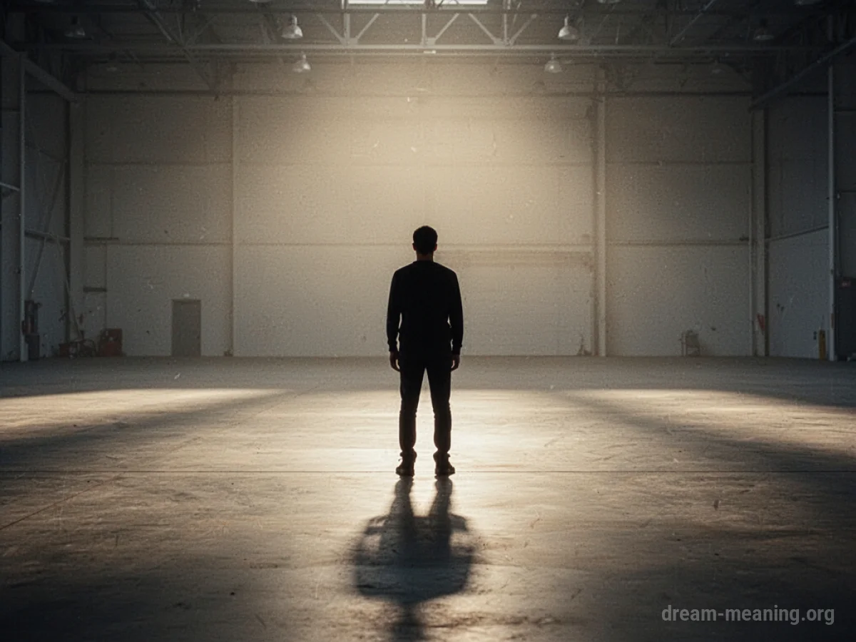 Silhouette of a person standing alone in a bright, empty expanse.