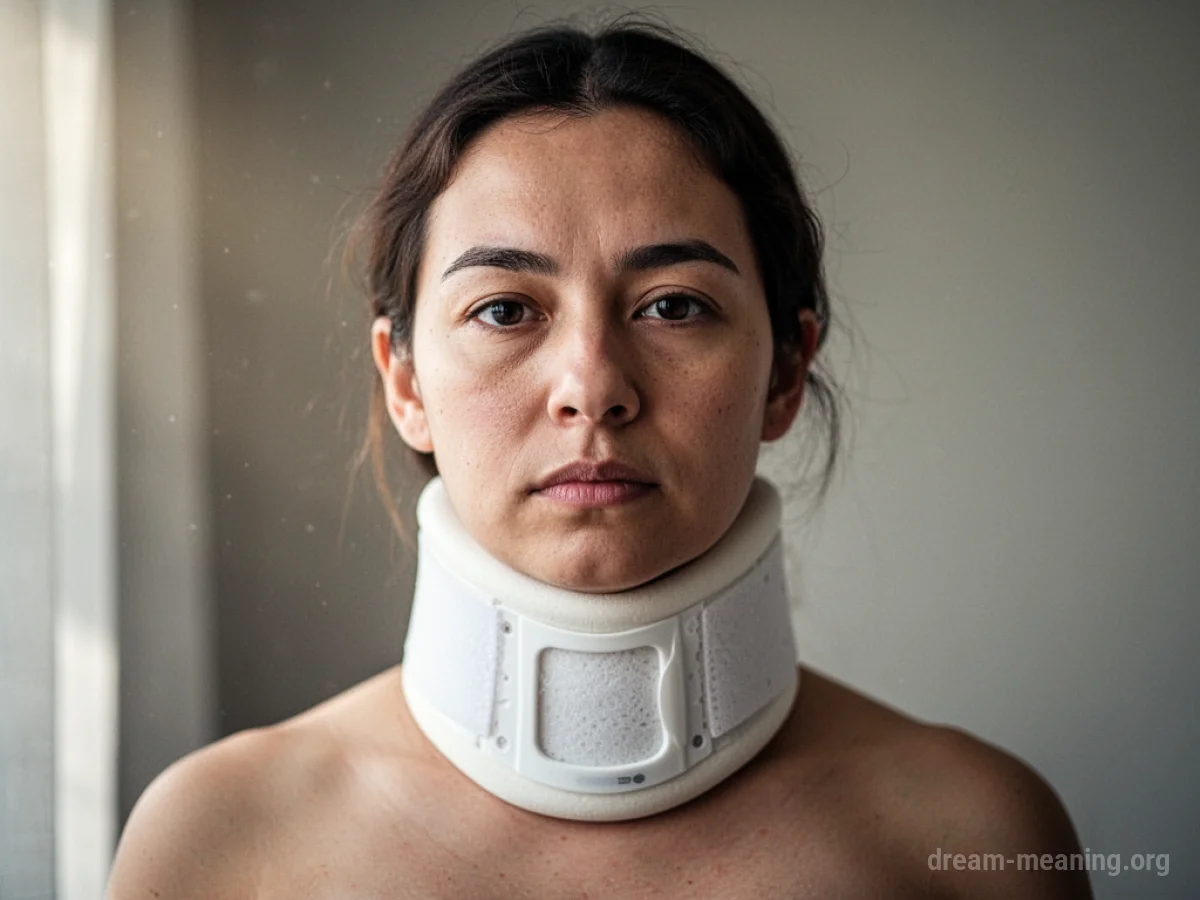Person wearing a white neck brace.