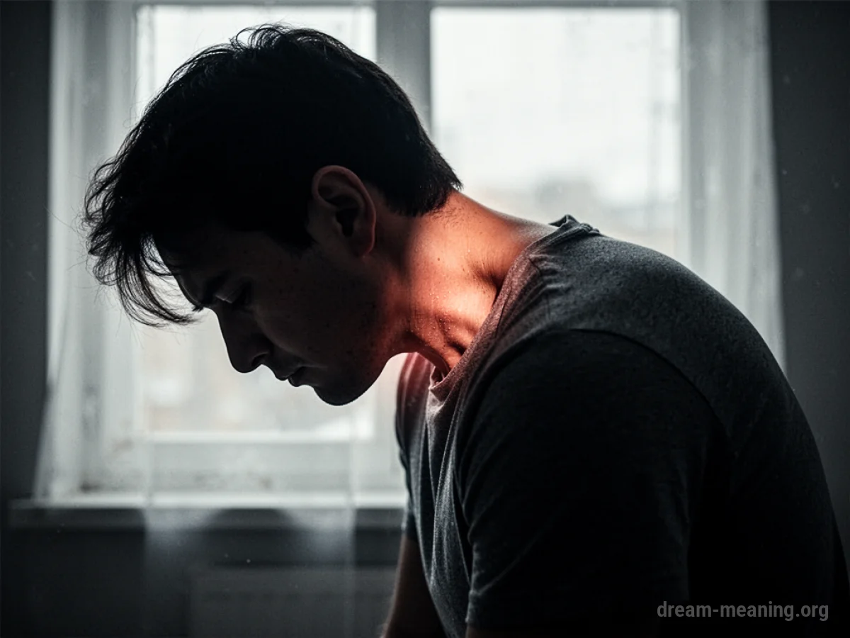 Silhouette of a person with a bowed head and hunched shoulders.