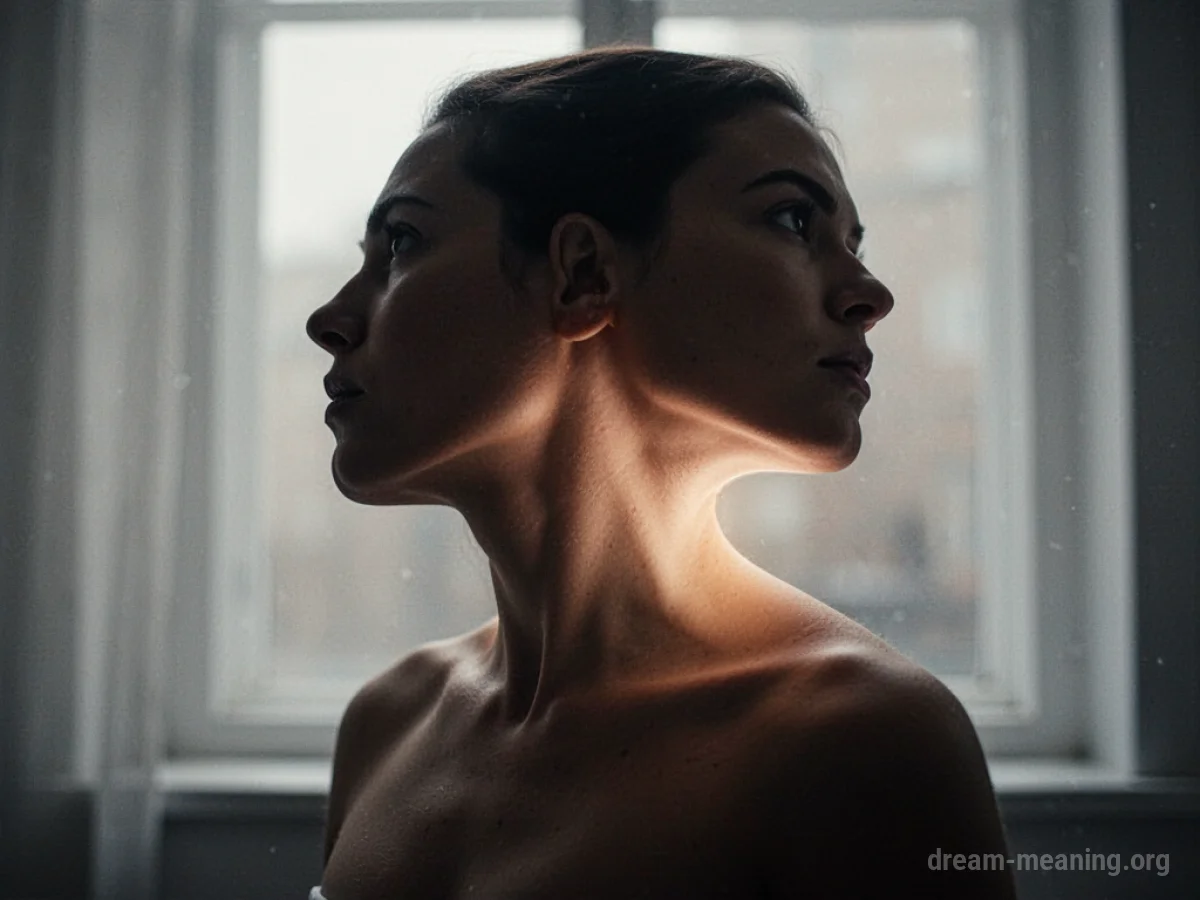 A person's silhouette with a distorted neck.