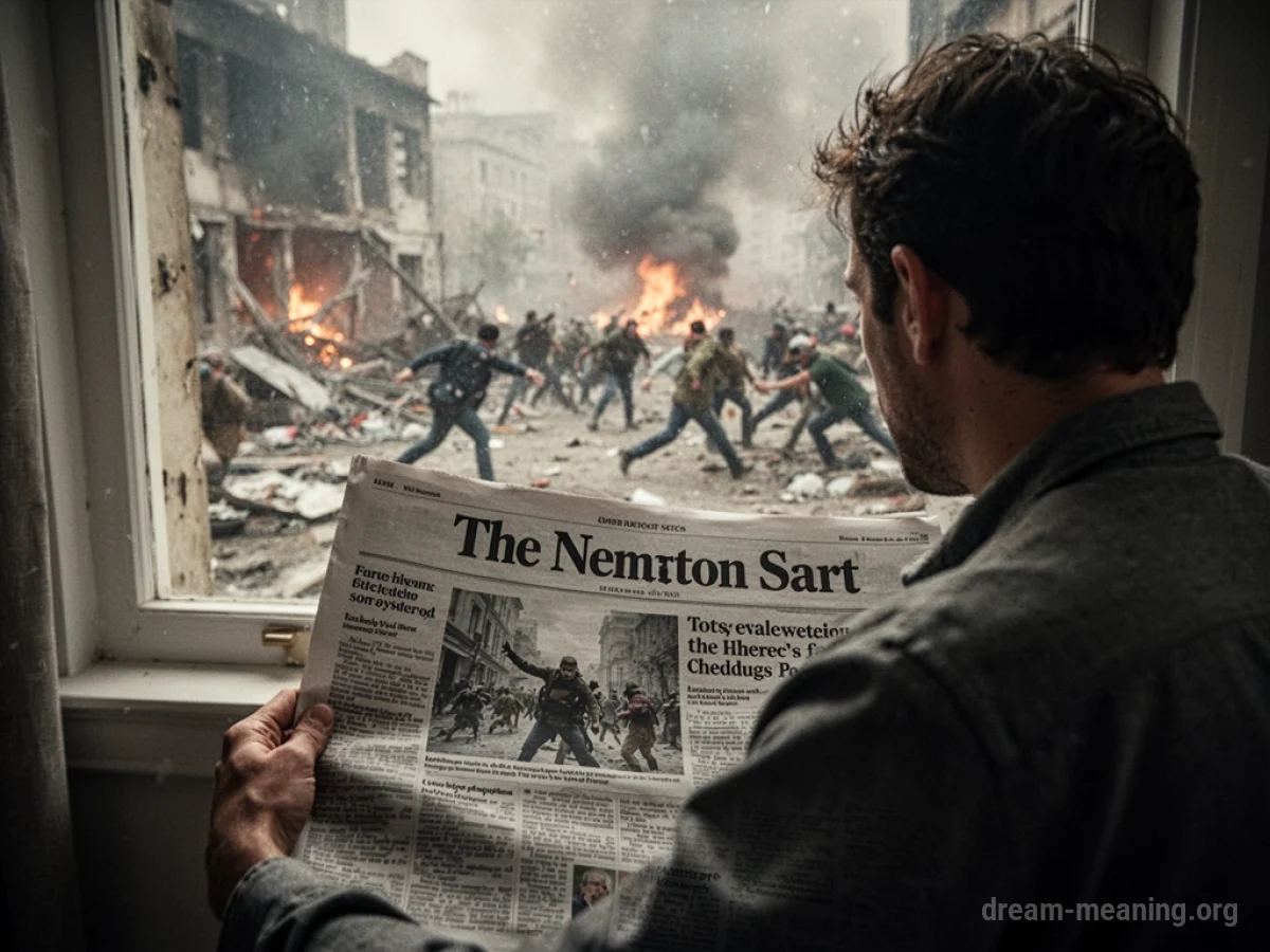 Newspaper headline announcing a disaster.