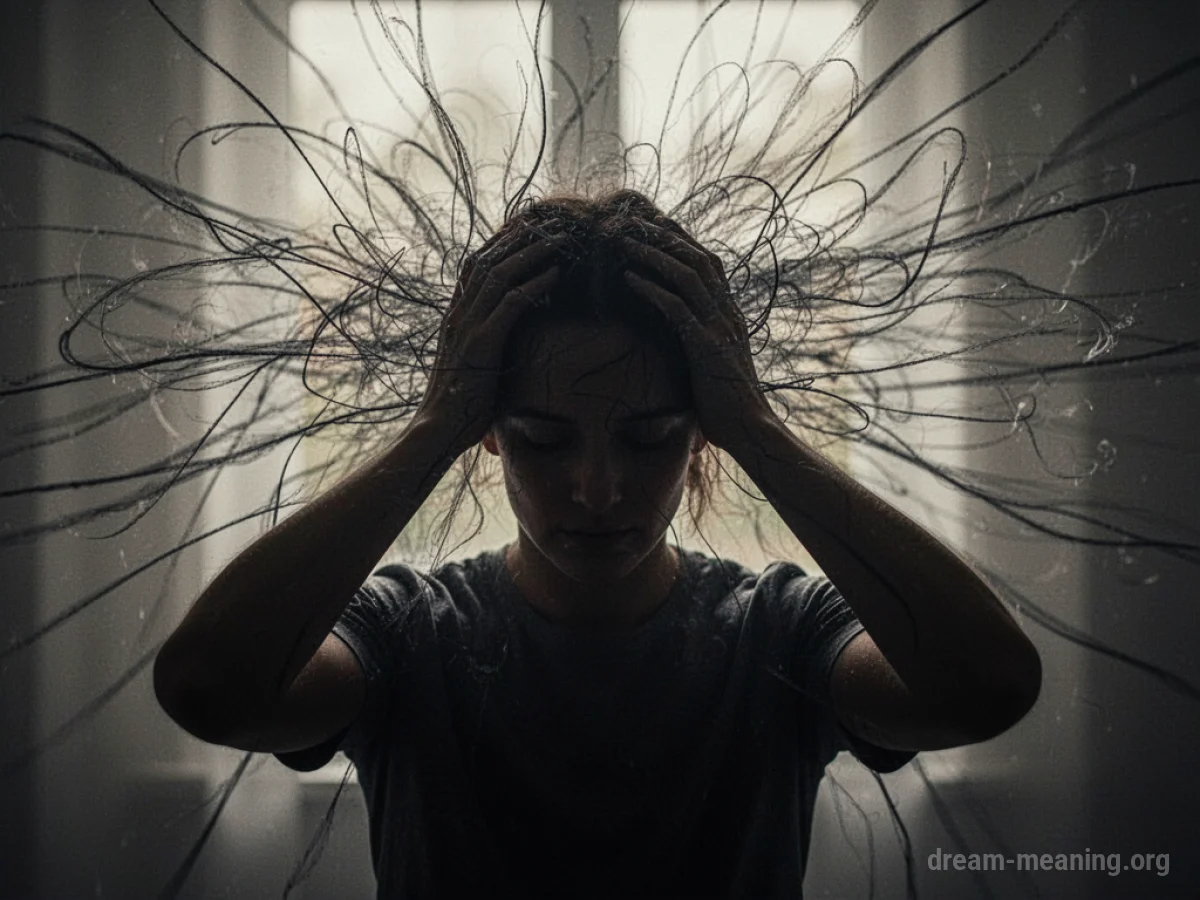 Silhouette of a person clutching their head with visual distortions around them.