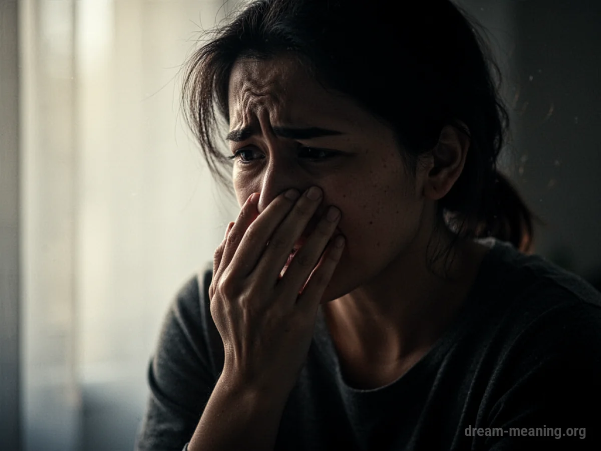 Silhouette of a person covering their nose and mouth.