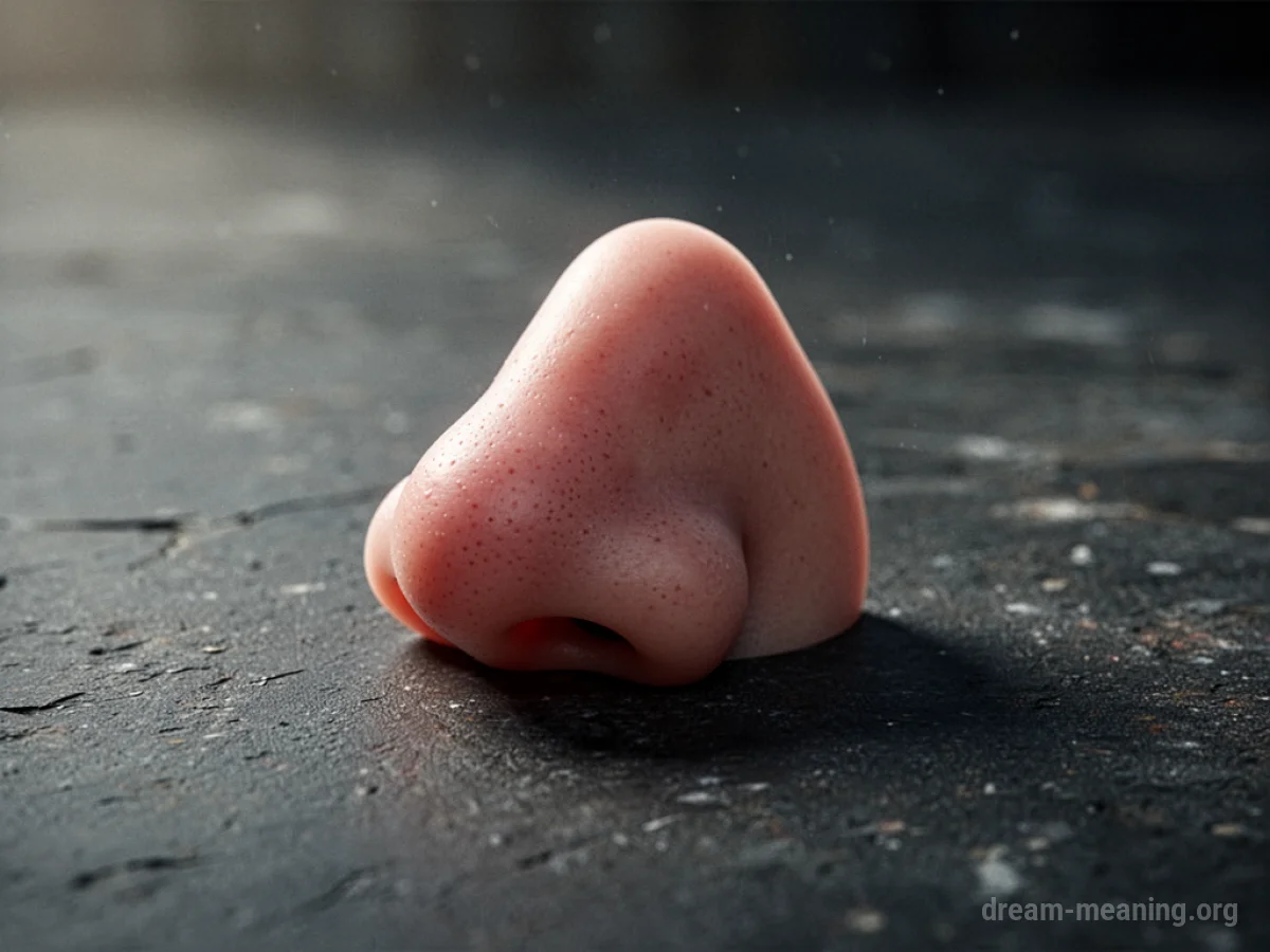A human nose resting on a dark, flat surface.