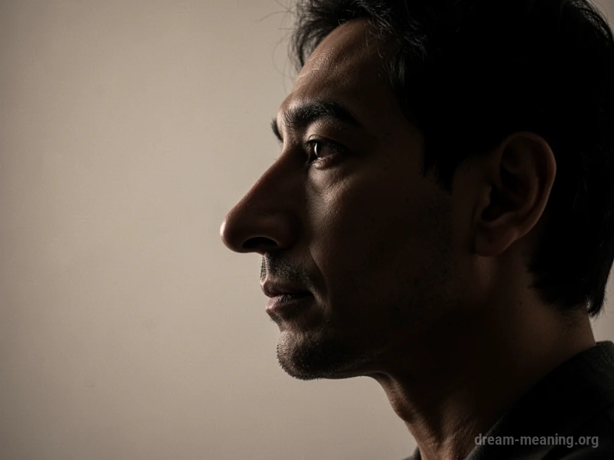 Silhouette of a person with an unusually long nose.