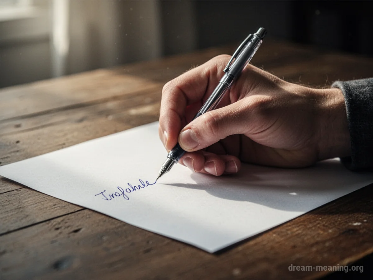 A hand holding a pen writing on a piece of paper.