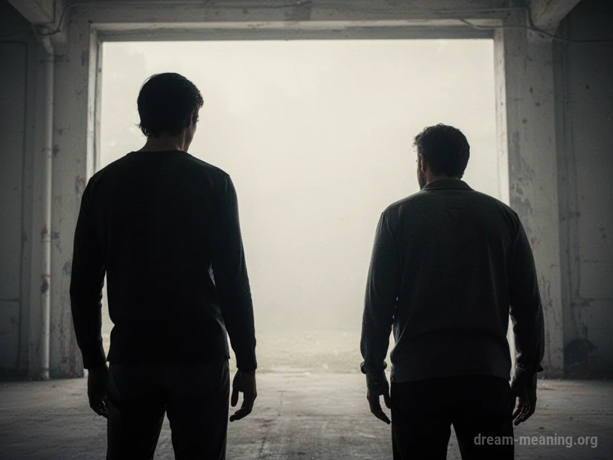 Silhouette of two people facing away from each other.