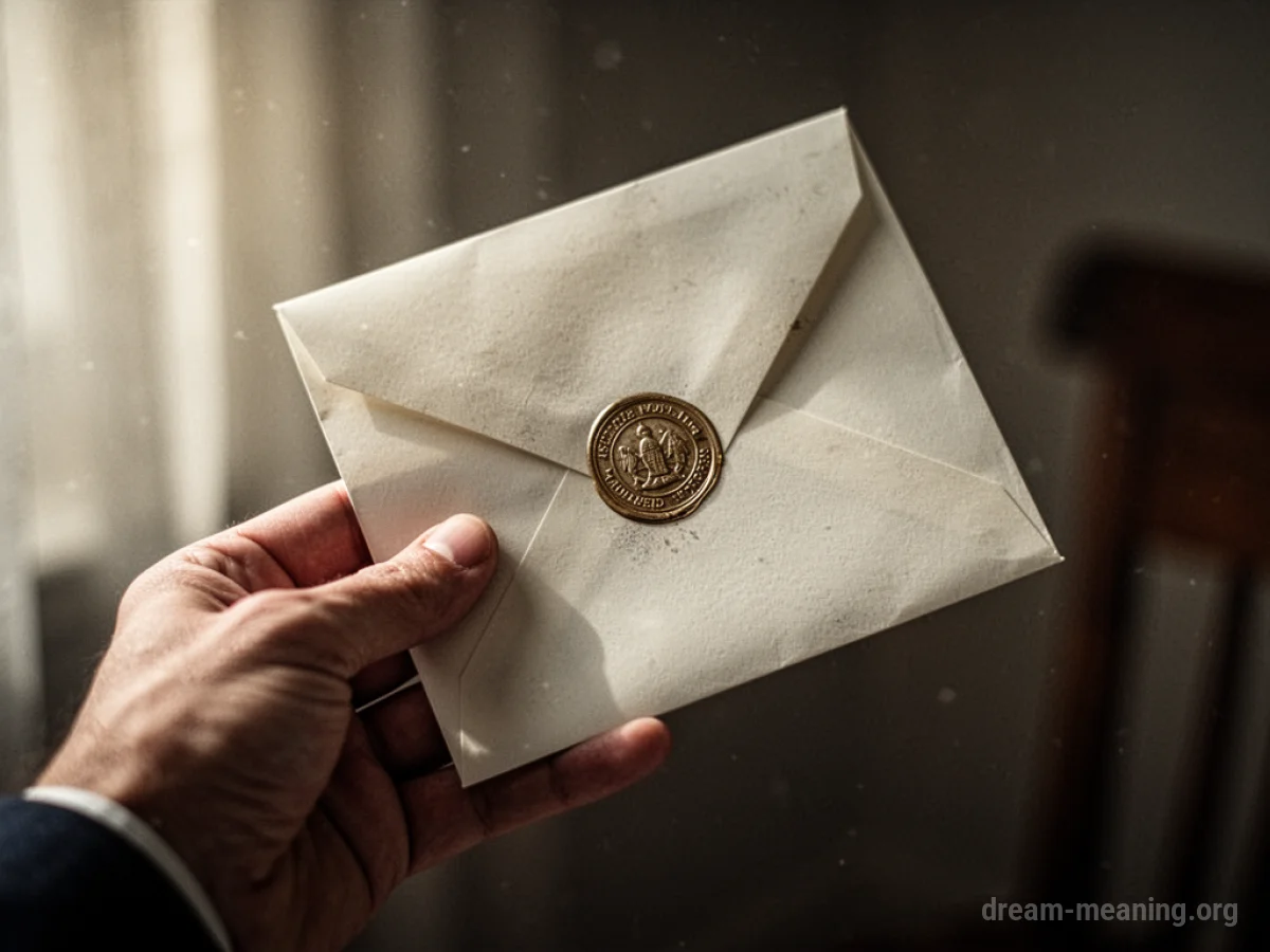 A hand extending with a folded letter.