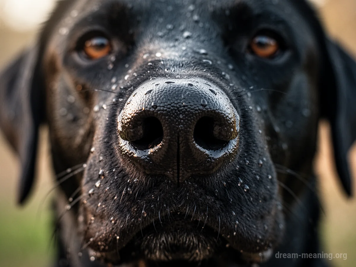 Close-up of a dog's wet black nose.