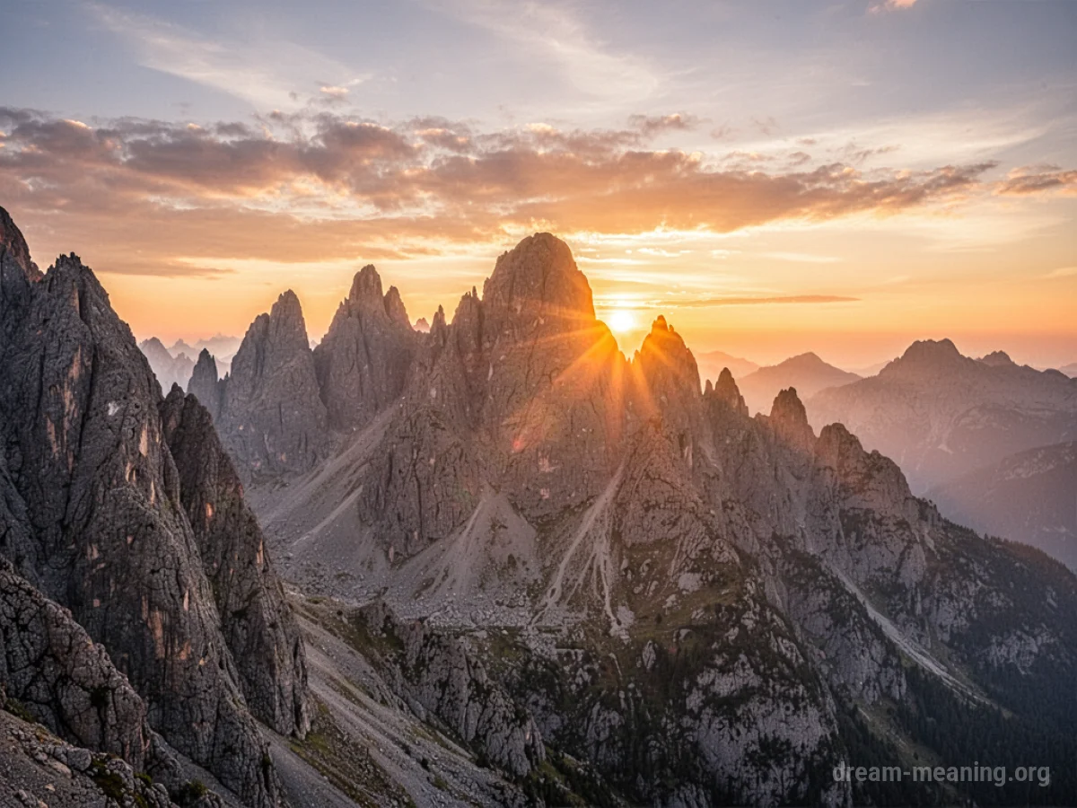 Golden sunlight illuminating mountain peaks at dawn.