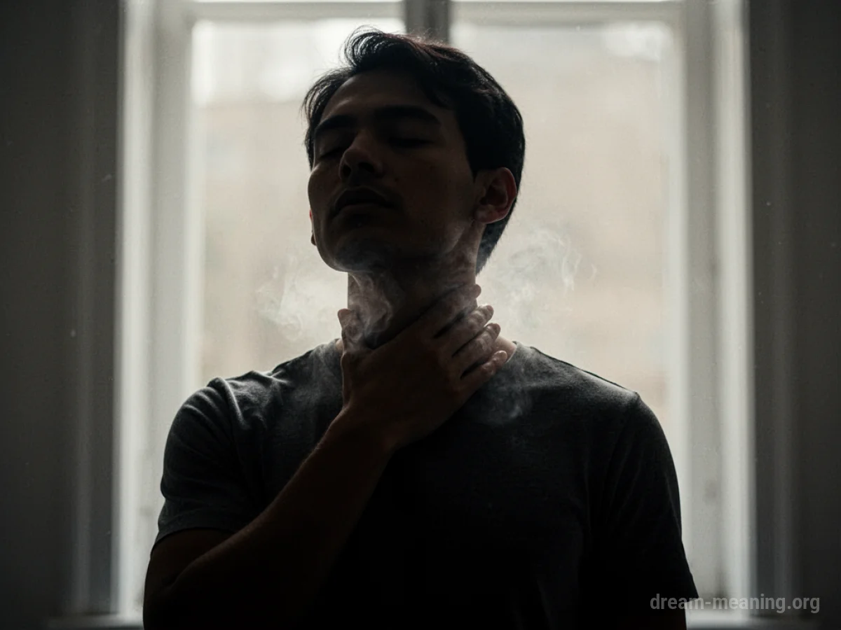 Silhouette of a person touching their neck area with a subtle shadow effect.