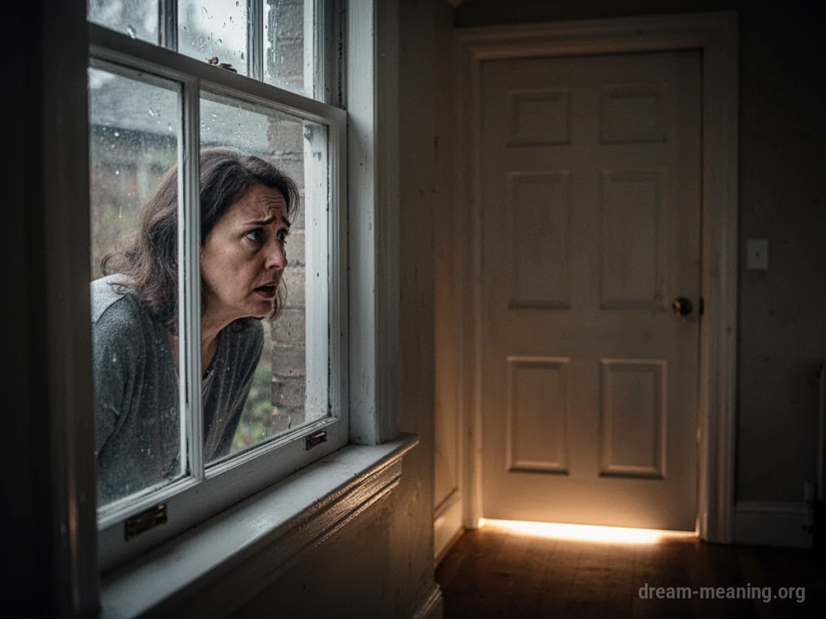 A parent stands outside a closed door with a soft light underneath.