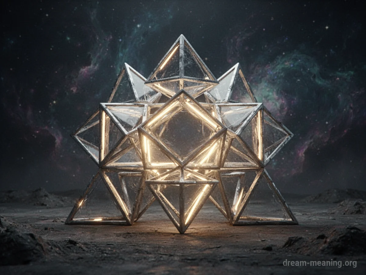 Interconnected geometric shapes forming a stable structure.