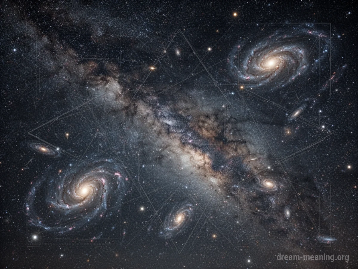 A night sky filled with stars and nebulae arranged in gentle, flowing patterns.
