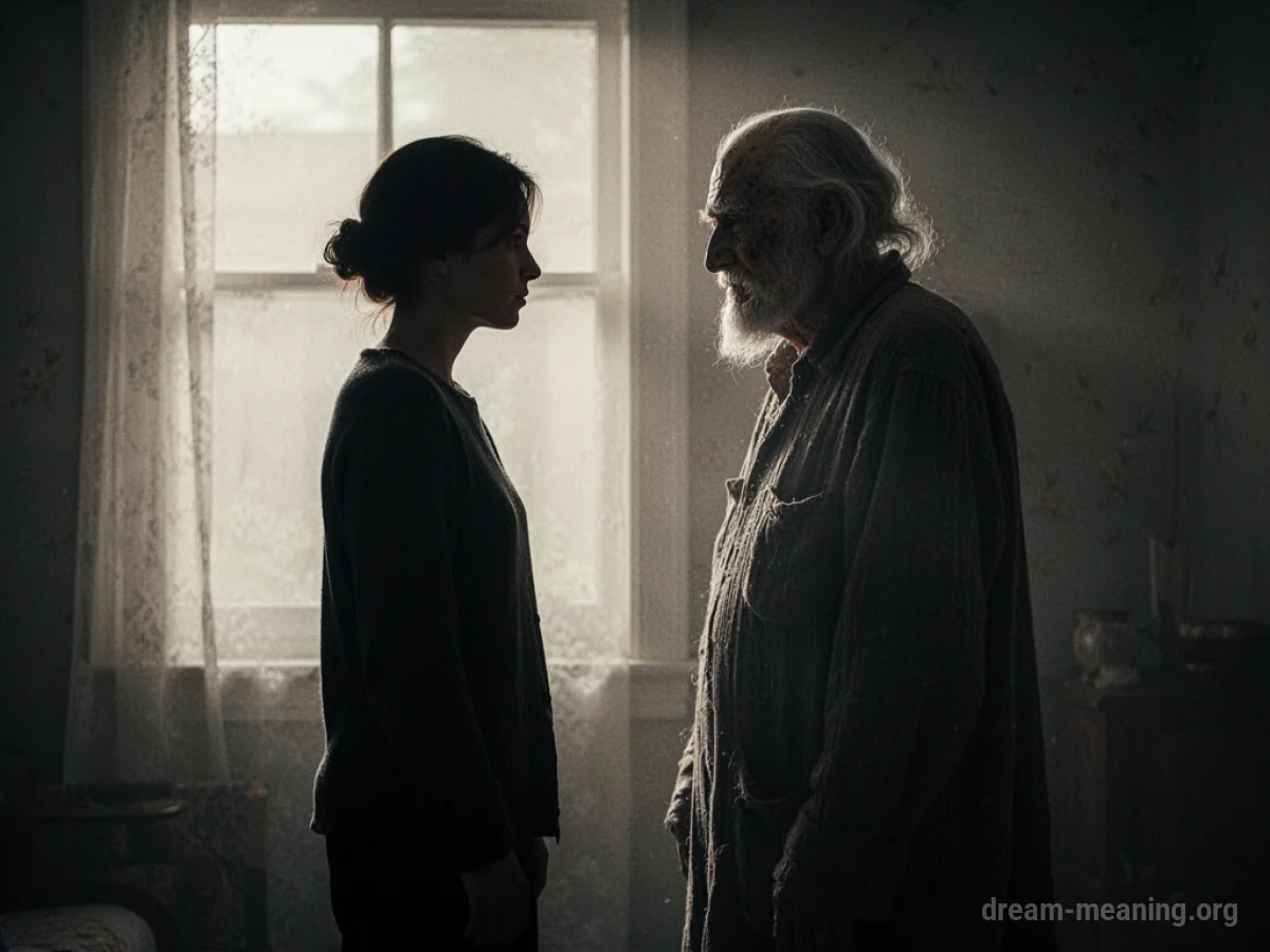 Silhouette of a person next to a shadowy older figure.