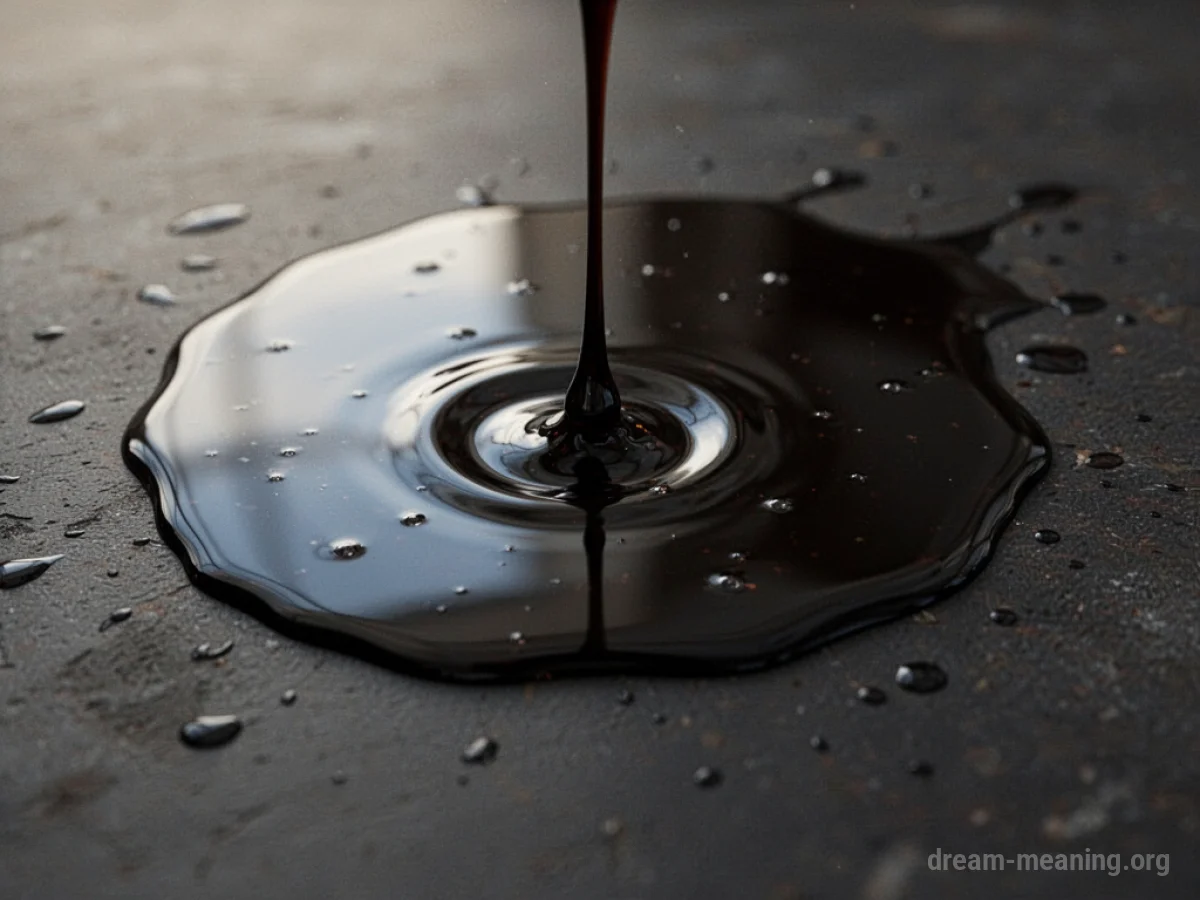 Dark oil pooling and reflecting light.