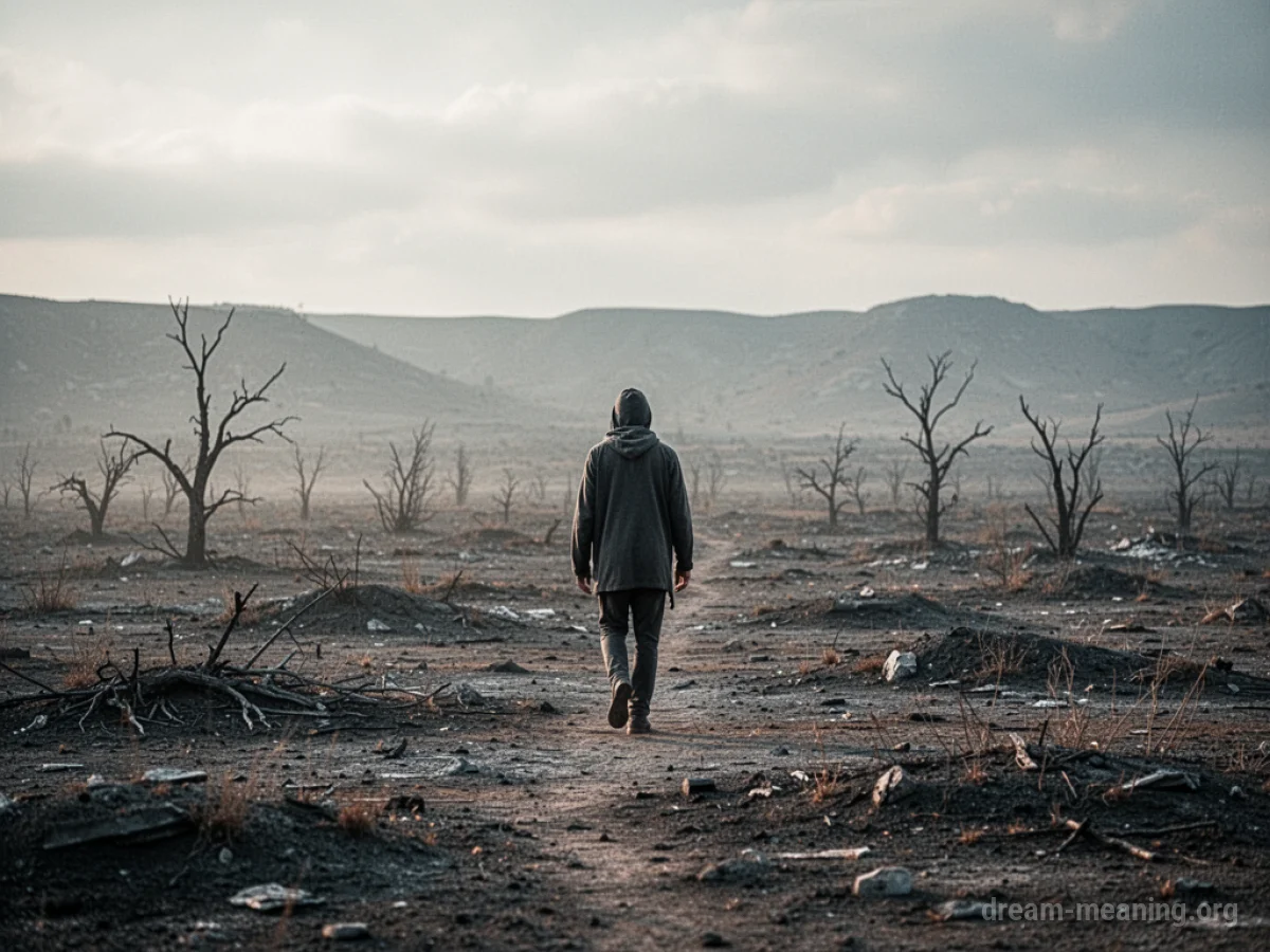 A single silhouette walking across an empty plain.