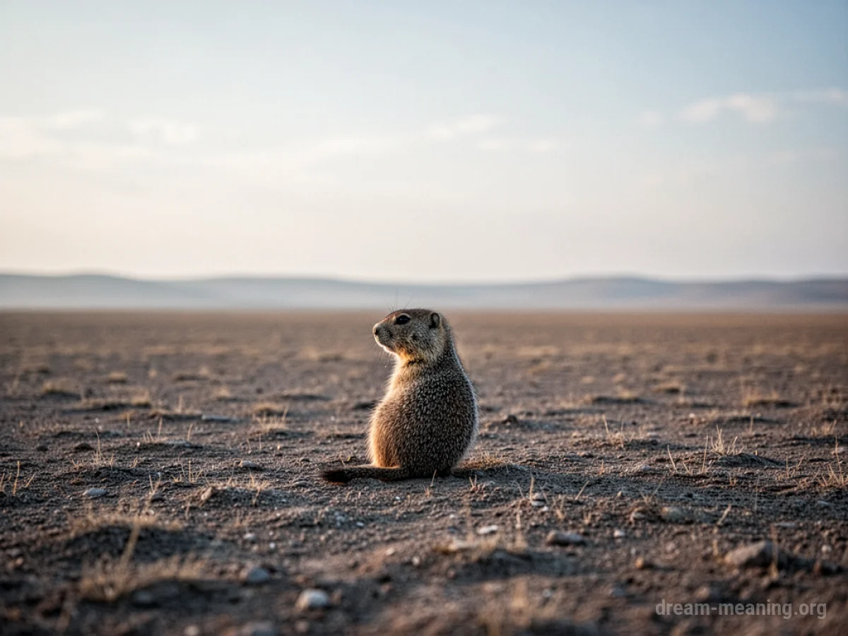 A small animal sits alone in a large, empty outdoor area.