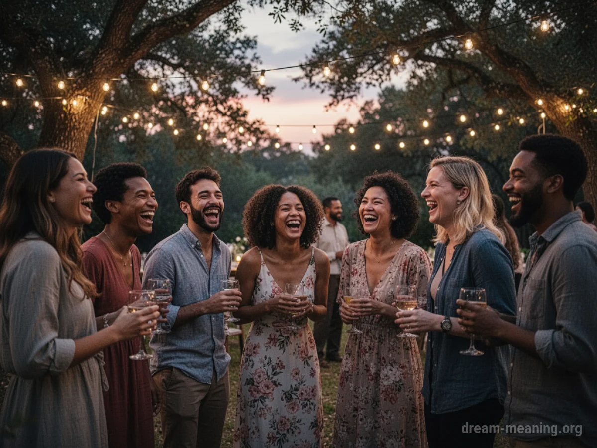 Silhouettes of people enjoying a party in an outdoor setting.