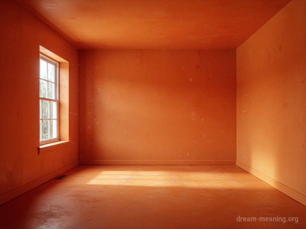 A completely orange-colored room interior.
