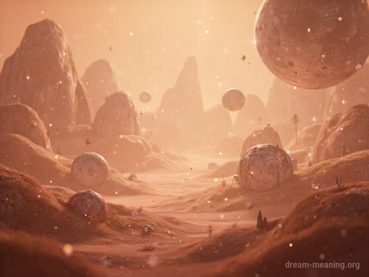 A dreamscape filled with a soft, luminous orange light.