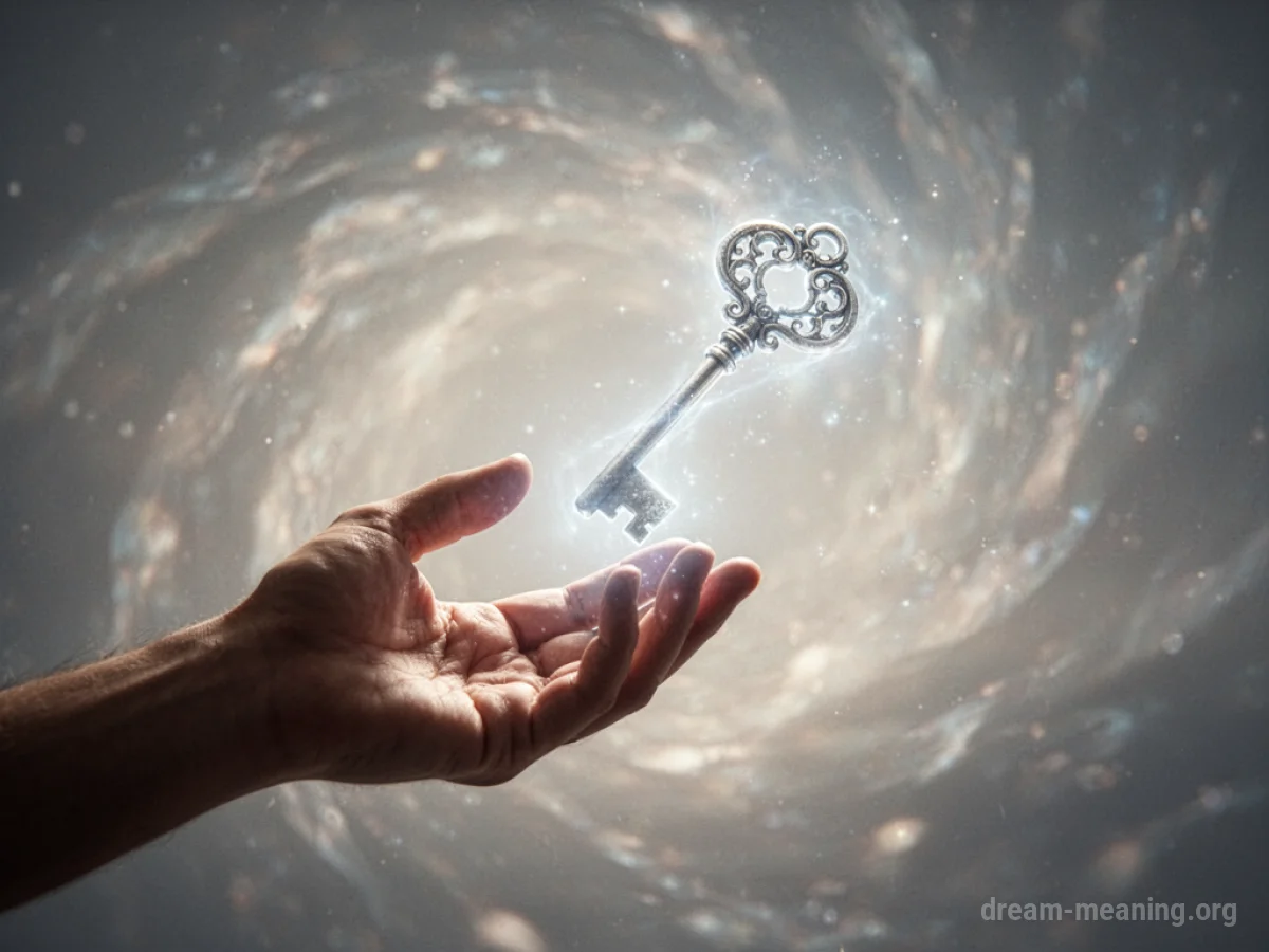 A hand reaching for a glowing key in soft light.