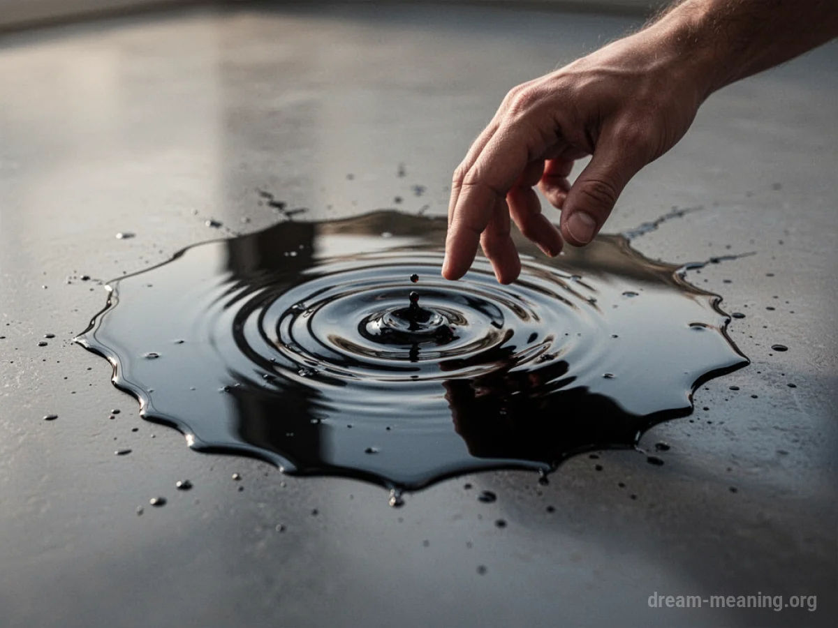 Black liquid spreading out from a container.