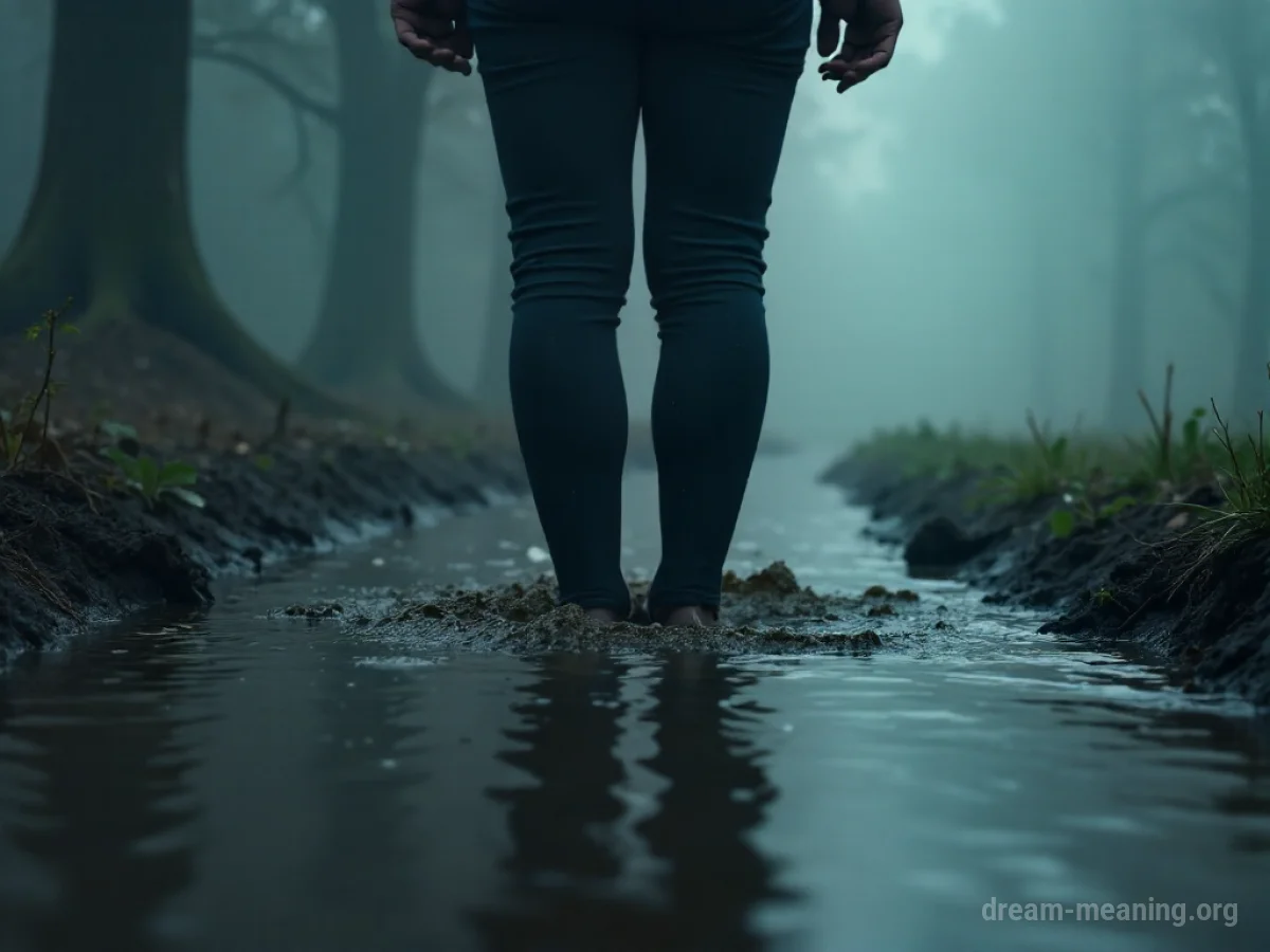 A car's tires sinking into dark mud.