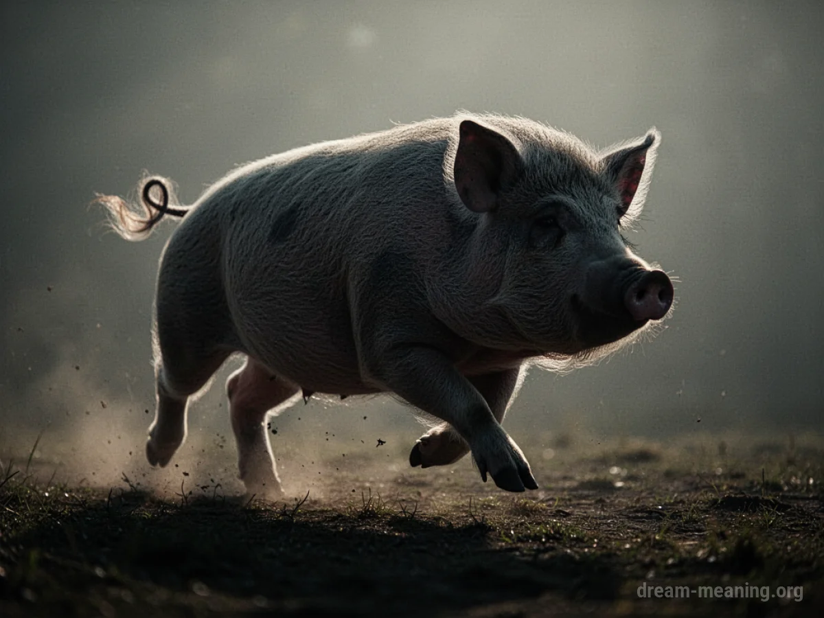 Silhouette of a charging pig.