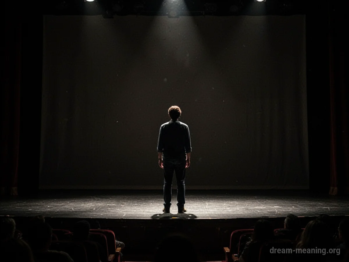 Silhouette of a person standing alone on a stage.